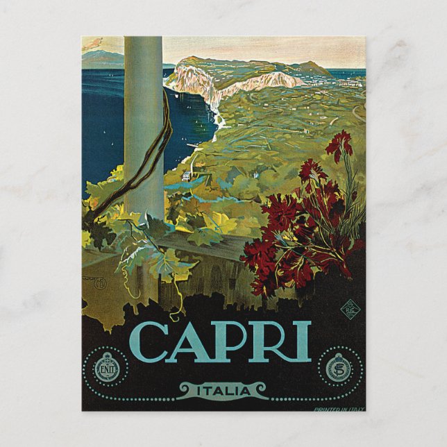 Capri, Italy, Vintage Travel Poster Art Italia Postcard (Front)