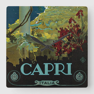 Capri, Italy, Vintage Travel Poster Art Italia Square Wall Clock