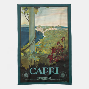 Capri, Italy, Vintage Travel Poster Art Italia Tea Towel