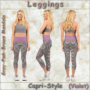 CAPRI LEGGINGS Grey-Pink-Brown Mandala Design