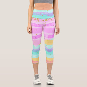 Capri Leggings Pastel Alternate Stripes