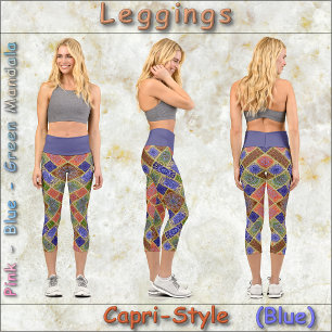 CAPRI LEGGINGS Pink-Blue-Green Mandala Design