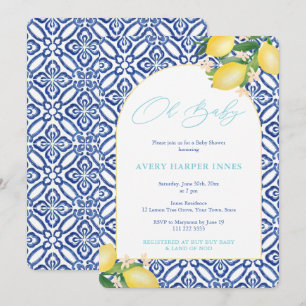 Capri Lemons Teal Oh Baby Theme Baby Shower Invitation