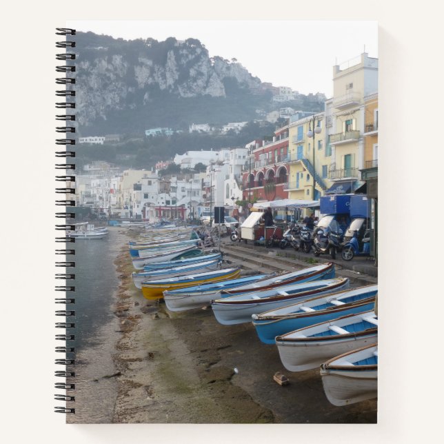 Capri Shoreline Photo Large Spiral Notebook (Front)