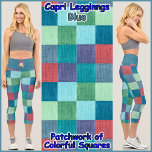 CAPRI STYLE LEGGINGS - Colour Patchwork   Blue<br><div class="desc">(* NOTE *: The floral image(s) on the waistband may be removed, changed to an image of your choice, or custom text.) A patchwork-style image of Colour Squares is featured on these colourful Capri Style Leggings. Available in five women's sizes (XS, S, M, L, XL). See "About This Product" description...</div>