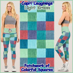 CAPRI STYLE LEGGINGS - Colour Patchwork   Lt. Gree<br><div class="desc">(* NOTE *: The floral image(s) on the waistband may be removed, changed to an image of your choice, or custom text.) A patchwork-style image of Colour Squares is featured on these colourful Capri Style Leggings. Available in five women's sizes (XS, S, M, L, XL). See "About This Product" description...</div>