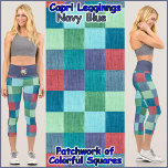 CAPRI STYLE LEGGINGS - Colour Patchwork   Navy<br><div class="desc">(* NOTE *: The floral image(s) on the waistband may be removed, changed to an image of your choice, or custom text.) A patchwork-style image of Colour Squares is featured on these colourful Capri Style Leggings. Available in five women's sizes (XS, S, M, L, XL). See "About This Product" description...</div>