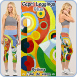 CAPRI STYLE LEGGINGS - "Rythme" -Abstract   Blue<br><div class="desc">An abstract art image entitled "Rythme, Joie de vivre" (1912) by Robert Delaunay is featured on these colourful Capri Style Leggings. Available in five women's sizes (XS, S, M, L, XL). See "About This Product" description below for general sizing and product info. The abstract image covers the entire pair by...</div>