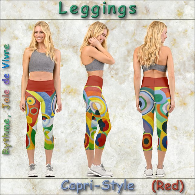 CAPRI STYLE LEGGINGS - "Rythme" - Abstract + Red (Creator Uploaded)