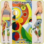 CAPRI STYLE LEGGINGS - "Rythme" -Abstract   Yellow<br><div class="desc">An abstract art image entitled "Rythme, Joie de vivre" (1912) by Robert Delaunay is featured on these colourful Capri Style Leggings. Available in five women's sizes (XS, S, M, L, XL). See "About This Product" description below for general sizing and product info. The abstract image covers the entire pair by...</div>