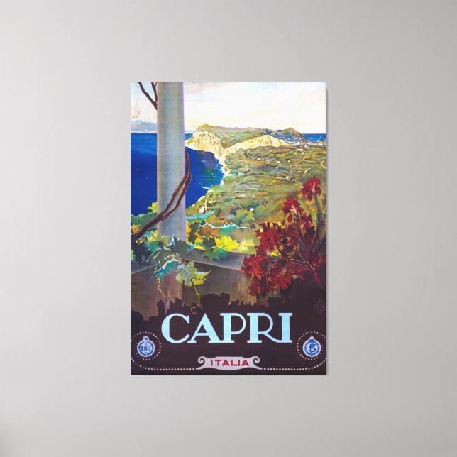 Capri Vintage Italian Travel Poster Canvas Print (Front)