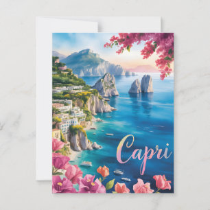 Capri watercolor postcard