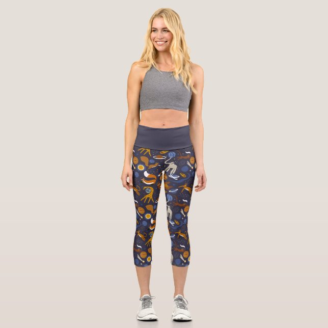 Capri Yoga Leggings Animals Outer Space (Front)