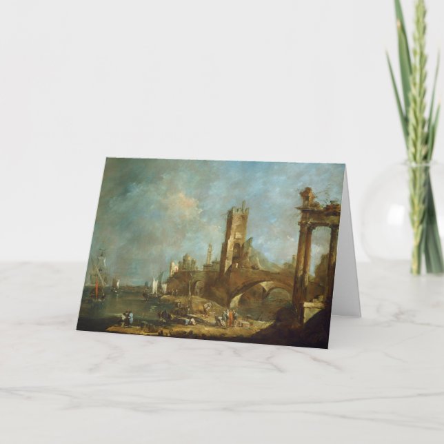 Capriccio of a Harbour Greeting Card (Front)