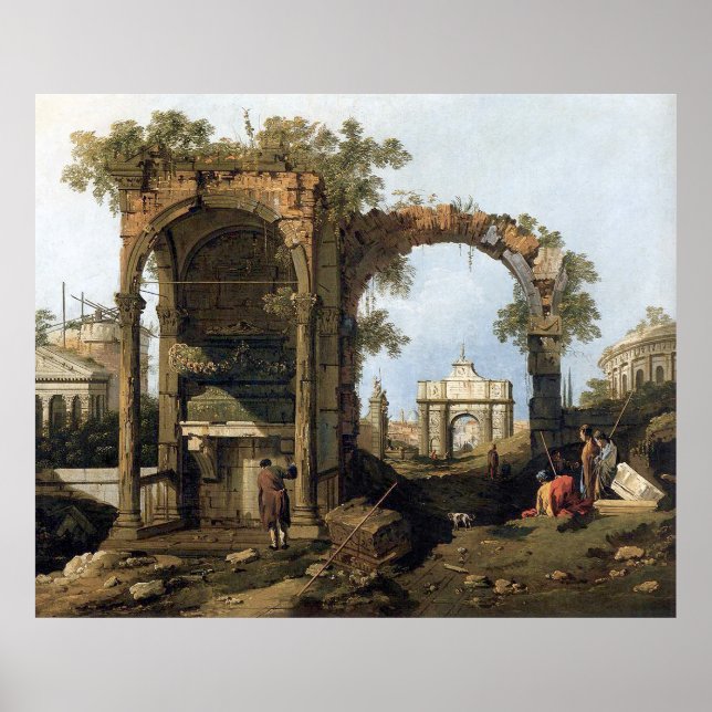 Capriccio with classical ruins and buildings poster (Front)