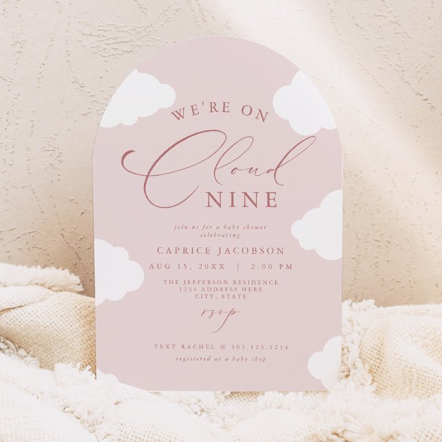 CAPRICE Blush Pink Cloud Nine Arched Baby Shower Invitation (Creator Uploaded)
