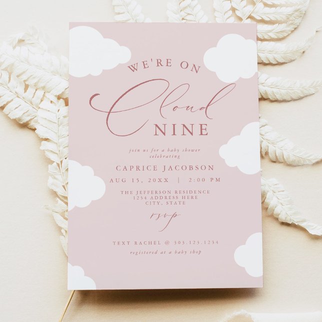 CAPRICE Blush Pink Cloud Nine Baby Shower Invitation (Creator Uploaded)