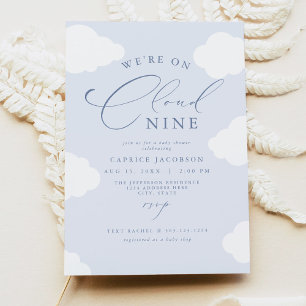CAPRICE Dusty Blue Cloud Nine Baby Shower Invitation