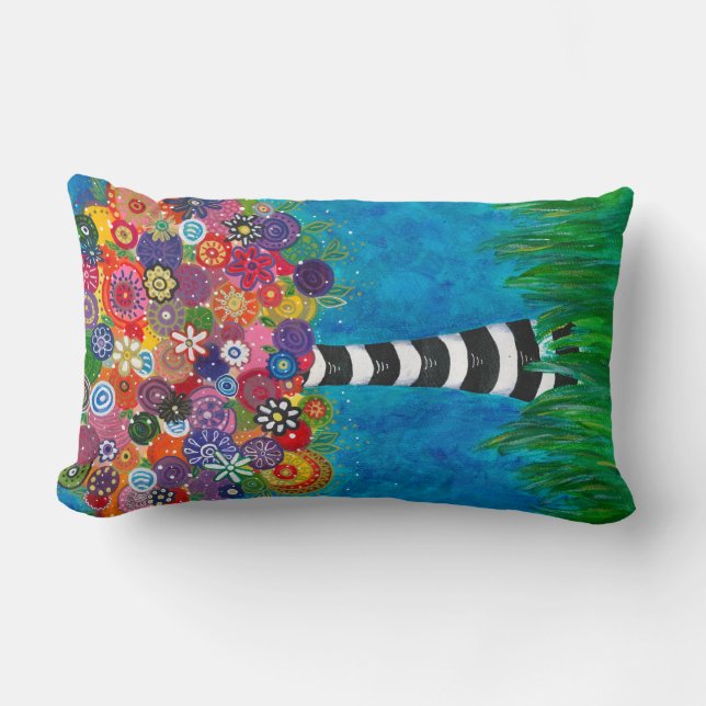 Capricious Happy Colourful Tree Original Artwork Lumbar Cushion (Front)