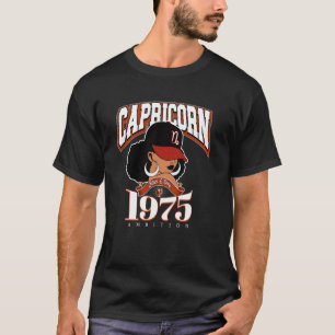 Capricorn 1975 Queen Zodiac Traits Afro Diva Birth T-Shirt