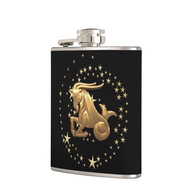 Capricorn Astrology Hip Flask (Left)