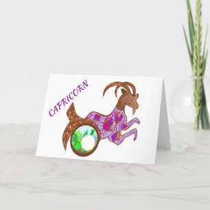 Capricorn Birthday Card with Original Digital Art.