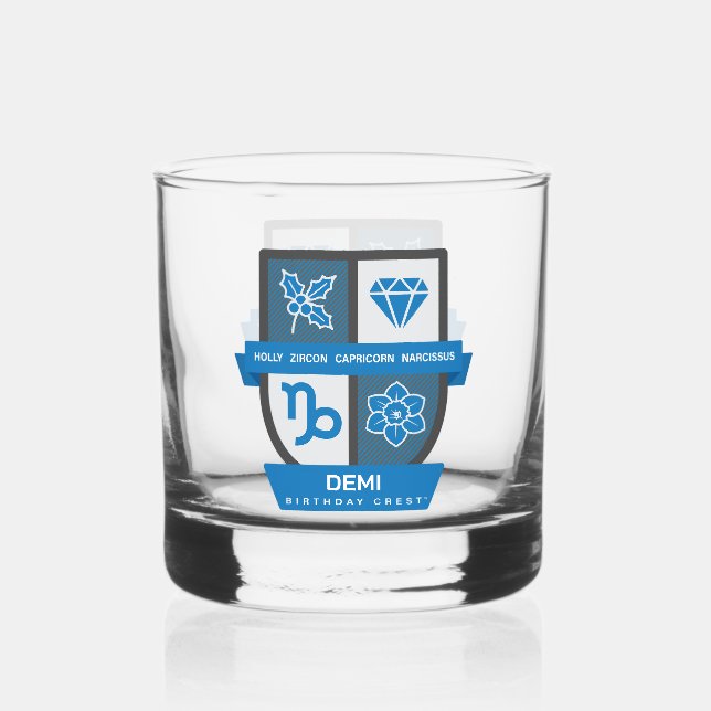 Capricorn Birthday Crest™ December 22-31 Whiskey Glass (Front)