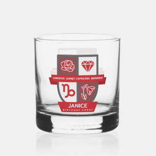 Capricorn Birthday Crest™ for January 1-19 Whiskey Glass