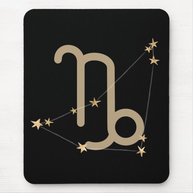 Capricorn black gold zodiac constellation stars mouse pad (Front)