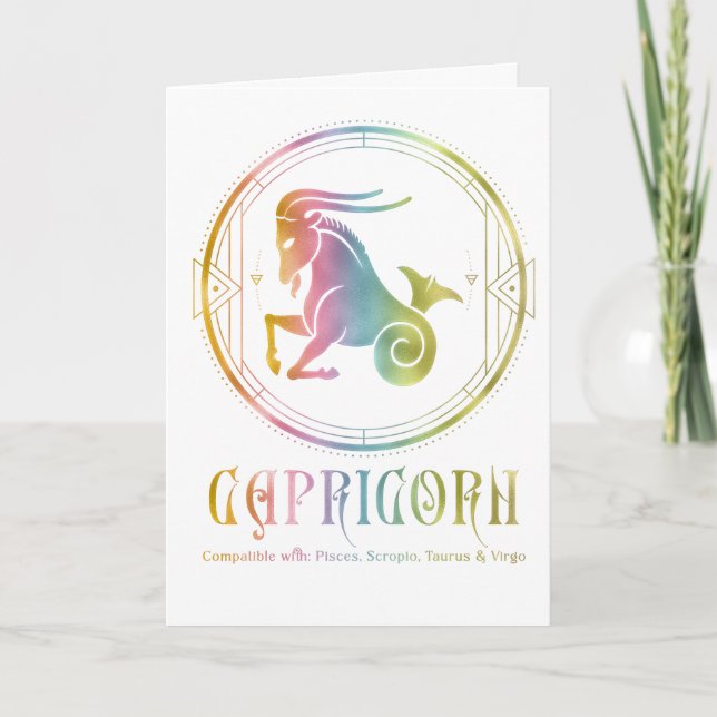 Capricorn Compatibility Birthday Greeting Card (Front)