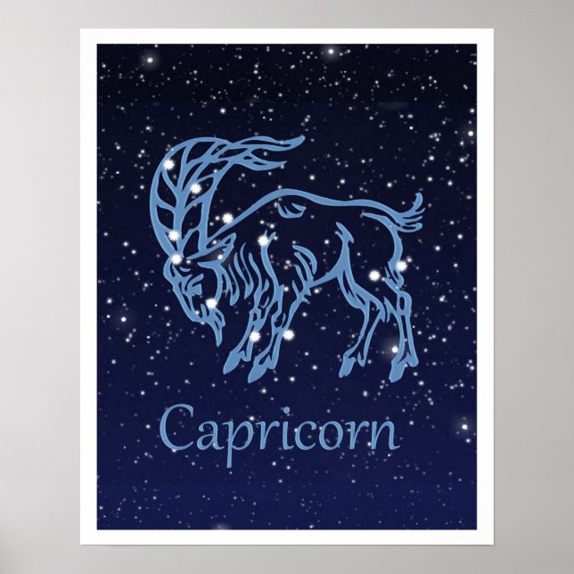 Capricorn Constellation and Zodiac Sign with Stars (Front)