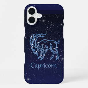 Capricorn Constellation and Zodiac Sign with Stars iPhone 16 Plus Case