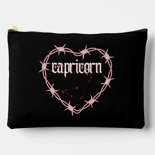 Capricorn Constellation Gothic Dark Edgy Birthday Accessory Pouch (Front)