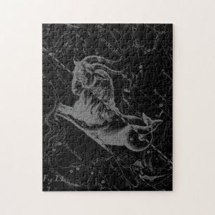 Capricorn Constellation Hevelius 1690 on Black Jigsaw Puzzle
