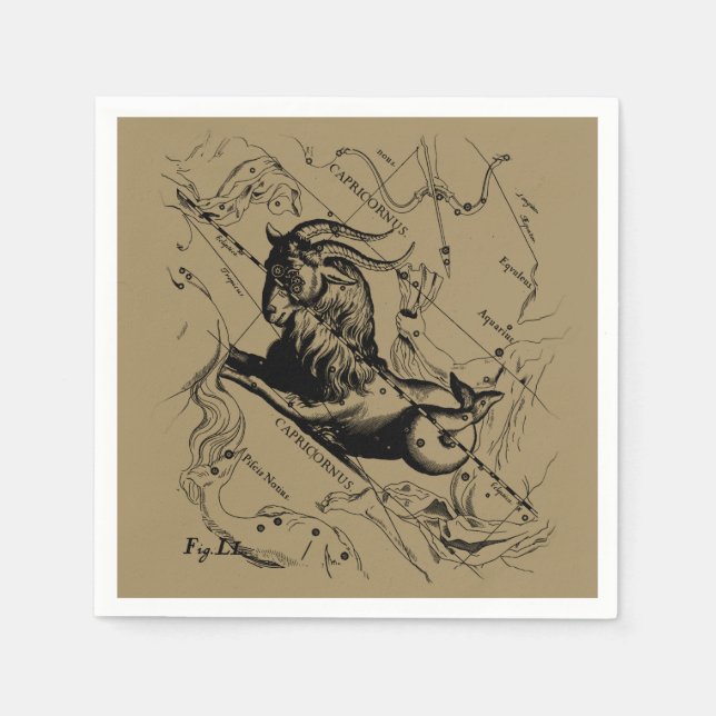 Capricorn Constellation Map Hevelius circa 1690 Napkin (Front)