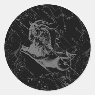Capricorn Constellation Map Hevelius Engraving Classic Round Sticker