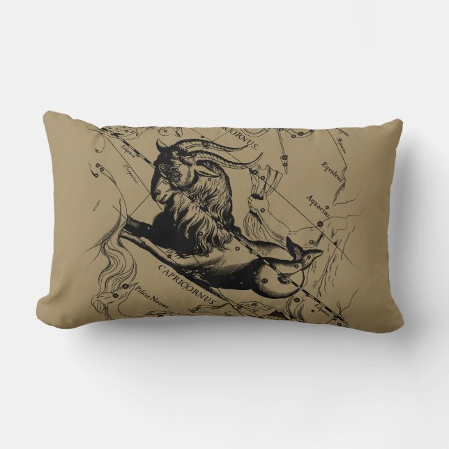 Capricorn Constellation Map Hevelius Engraving Lumbar Cushion (Front)