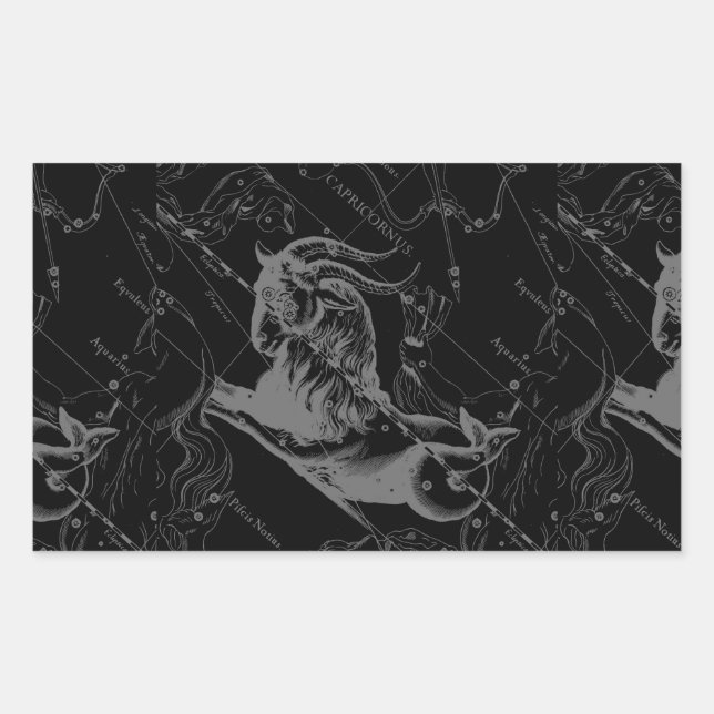 Capricorn Constellation Map Hevelius Engraving Rectangular Sticker (Front)