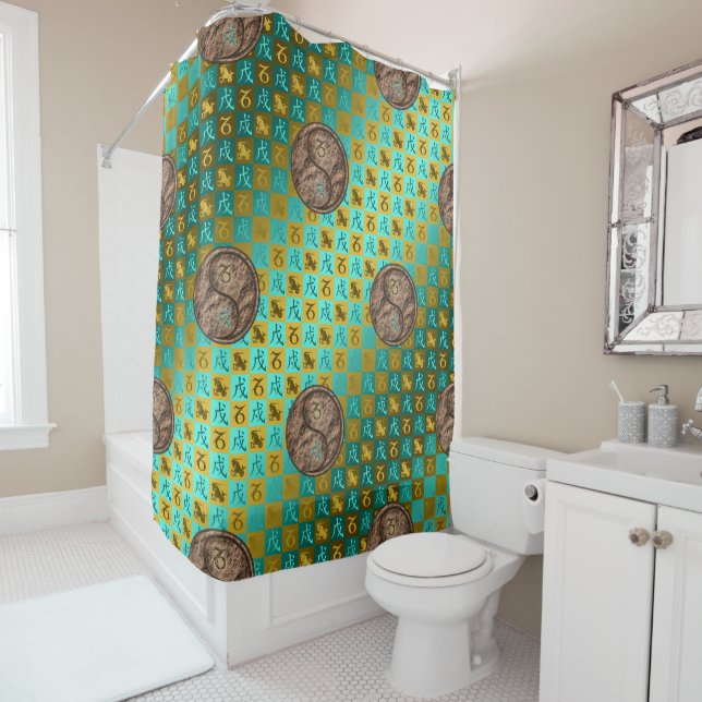 Capricorn & Earth Dog Shower Curtain (In Situ)