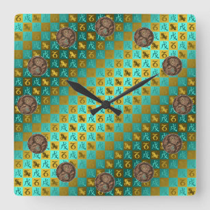 Capricorn & Earth Dog Square Wall Clock