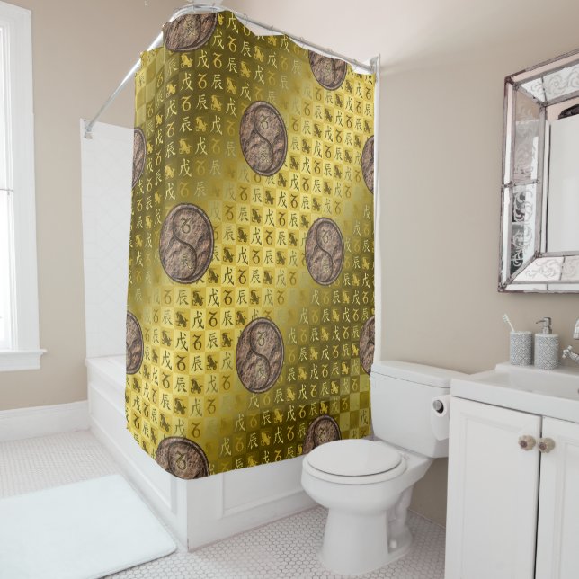 Capricorn & Earth Dragon Shower Curtain (In Situ)