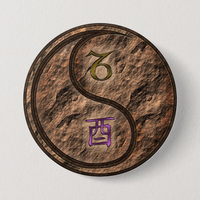 Capricorn & Earth Rooster 7.5 Cm Round Badge (Front)