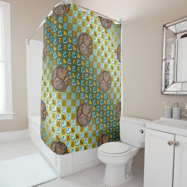 Capricorn & Earth Snake Shower Curtain (In Situ)