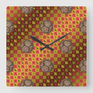 Capricorn & Earth Tiger Square Wall Clock