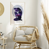 Capricorn Feminine Blue Purple Zodiac Design