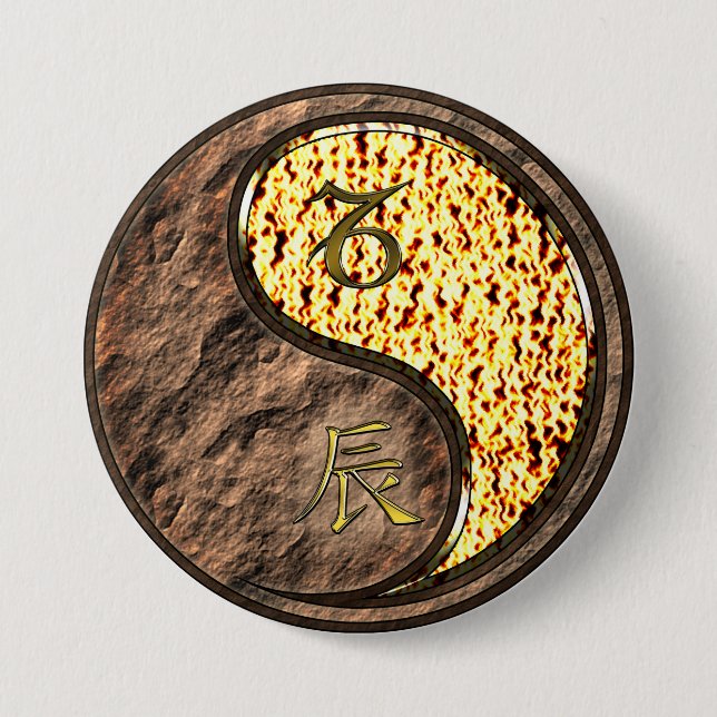 Capricorn & Fire Dragon 7.5 Cm Round Badge (Front)