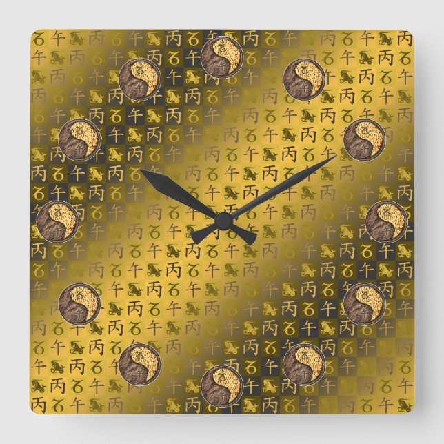 Capricorn & Fire Horse Square Wall Clock (Front)