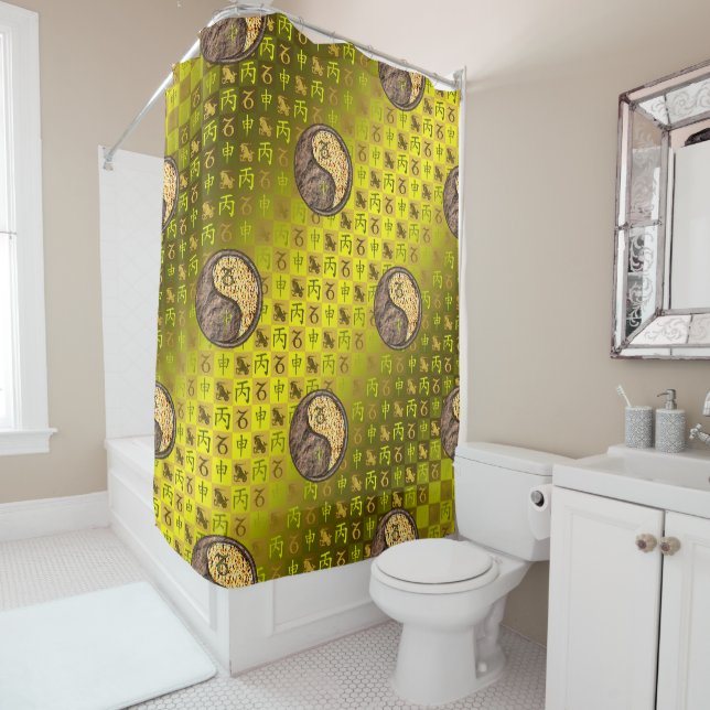 Capricorn & Fire Monkey Shower Curtain (In Situ)