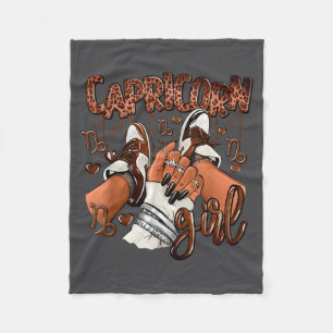 Capricorn Girl Birthday Afro Queen Sneakers Zodiac Fleece Blanket