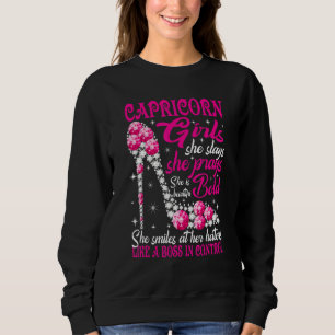 Capricorn Girl Like a Boss in Control diamond shoe Sweatshirt